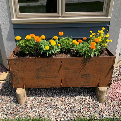 TITAN GREAT OUTDOORS Corten Steel Planter Box 16"(H) x 47"(L) Patina Rustic