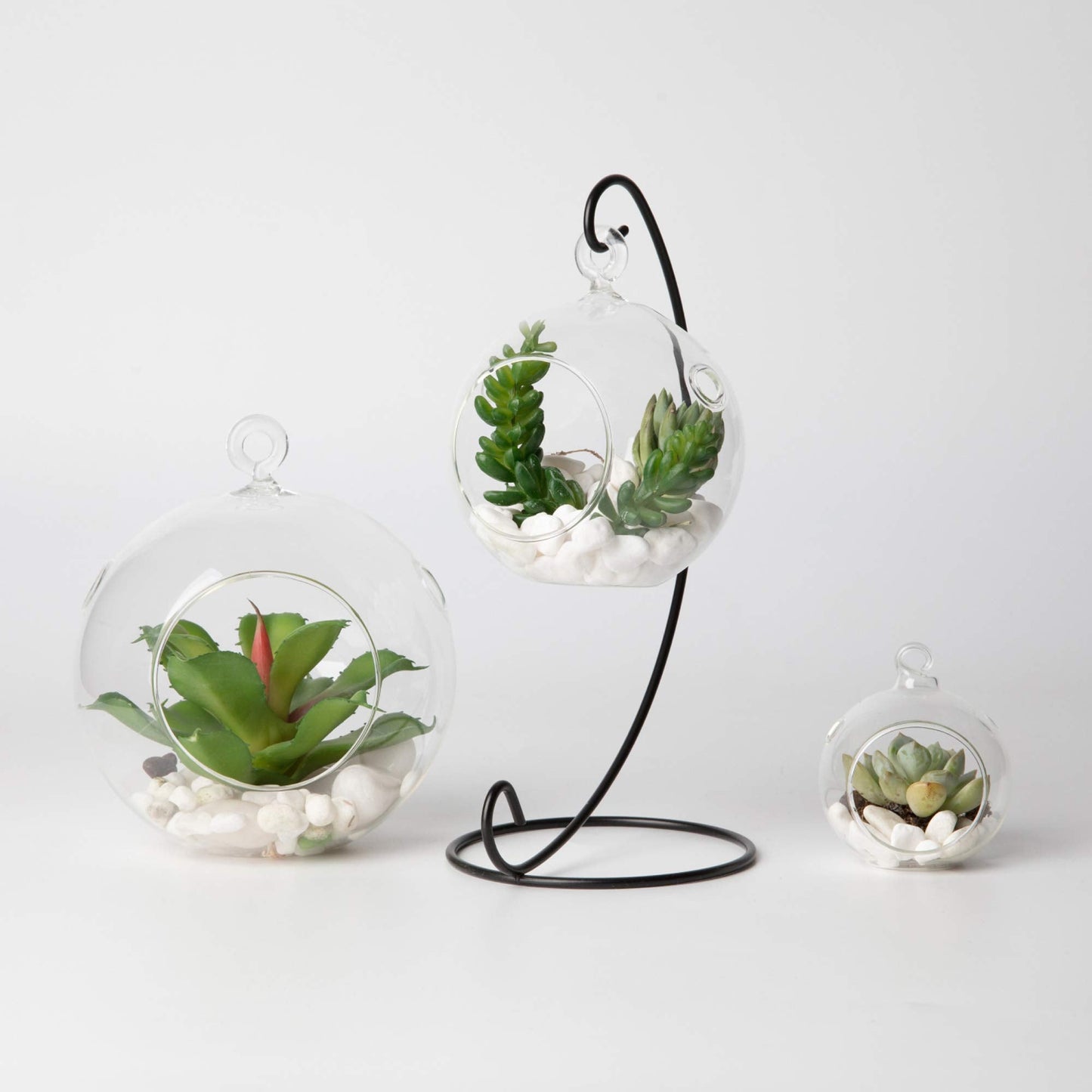 WGV Hanging Terrarium Globe, Width 3", Height 4", DIY Air Succulent Planter, Clear Glass Vase Orb with Flat Bottom, Candle Holder for Windowsill Outdoor Garden Decor, 1 Piece