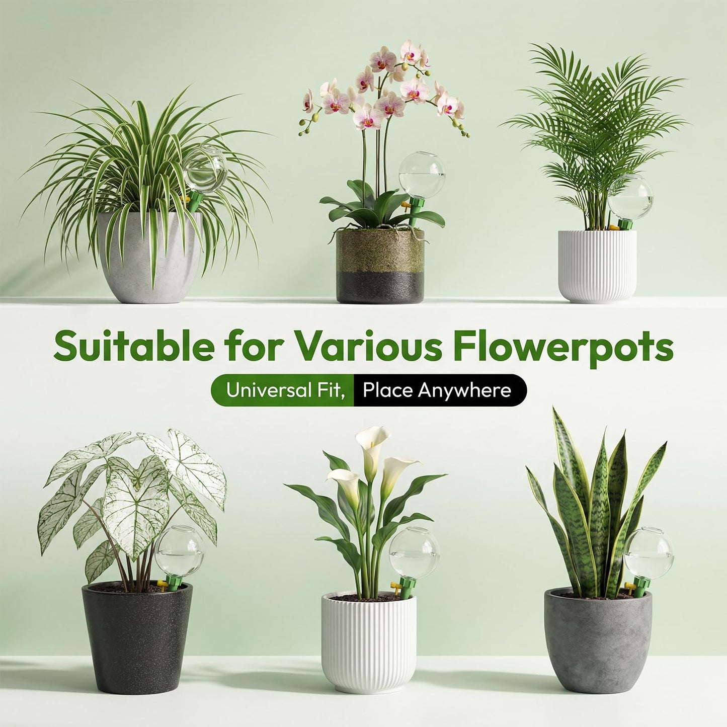 4-Pack 17.5oz Self Watering Globes with Covers – Automatic Plant Watering Bulbs, Slow-Release Irrigation Spikes for Indoor/Outdoor Potted Plants, Vacation Watering System, Top-Fill, Fits Most Pots