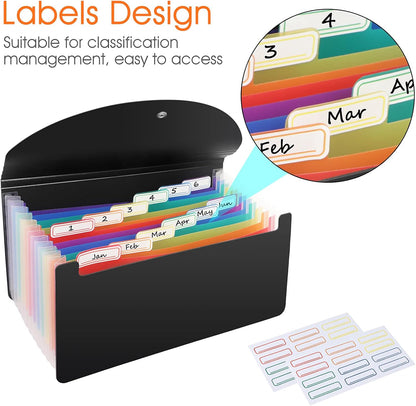2 Pack 13 Pockets A6 Mini Coupon Organizer Wallet, Expandable Accordion File Organizer for Storage Receipt Cards Coupons Tickets - Black