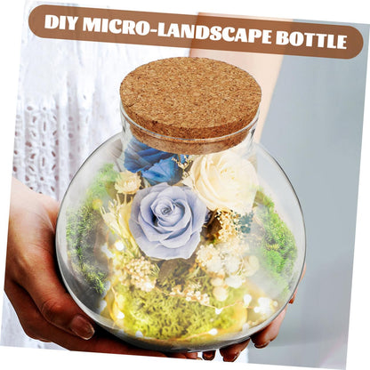BESPORTBLE Microlandscape Ecological Bottle Cork Stopper – Round Glass Terrarium Container for Moss Plants – Decorative Planter for Home Office and Garden