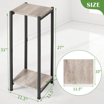 Dipion Tall Plant Stand Indoor,31 Inch Plant Stands,2 Tier Metal Plant Stand with Heavy Duty Wood,Greige and Black