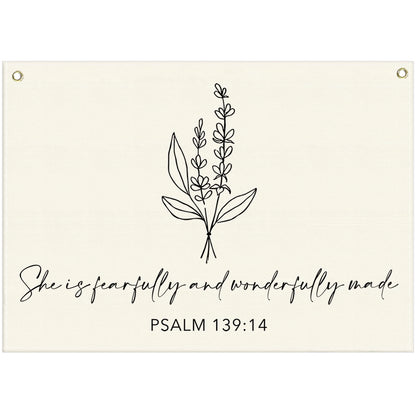 Nursery Scripture Bible Verse-Christian Botanical Decor-Rectangular Banner Flag Poster Wall Decor for Nursery,Bedroom,Playroom,Baby Kids Girl Boy Teen-Christmas Gift-28.5"L×20"W