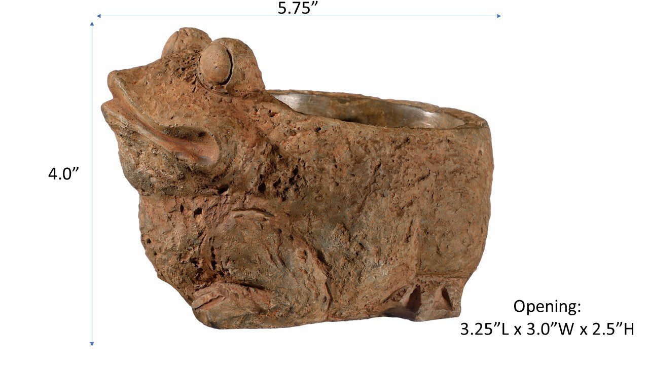 Classic Home and Garden Cement Buddies Animal Planter - Cute Desk Decoration - UV Coated Animal Vase w/Drain Plug - Succulent Plant Pot for Indoor/Outdoor Use (Frog Planter, Rust, Small)