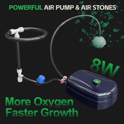 SPECILITE DWC Hydroponics Grow System with Top Drip Kit, 7 Gallon 2 Buckets Deep Water Culture Recirculating Drip Garden System with Plant Stand with Wheels, Air Pump, Air Stone, Air Hose