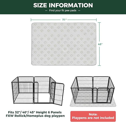 FXW Washable Pee Pads for Dogs, Puppy Pads with Super Absorbent, Specifically Designed for FXW Rollick/Homeplus 32/40/45inch 6 Panels Dog Playpen, 43" x 71" Rectangle, Khaki, 1 Pack