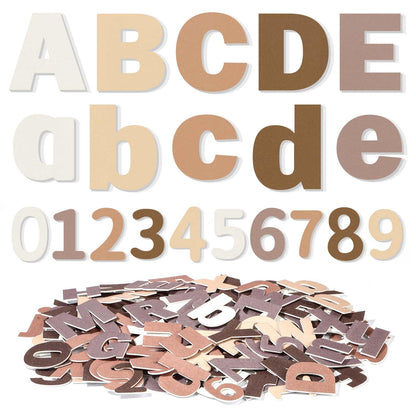 Breling 310 Pieces Felt Letter Bulletin Board Letters Sticker with Number 2" Bulk Self Adhesive ABC Upper Lowercase Sticky Letter for Xmas Gift Bulletin Board Classroom(Brown Color)