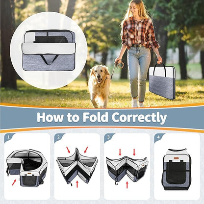Seiyierr Dog Playpen, Portable Pet Play Pen Foldable Carrying Case, Puppy Pens Outsid for Small Cat Indoor/Outdoor, Removable Mesh Shade Cover