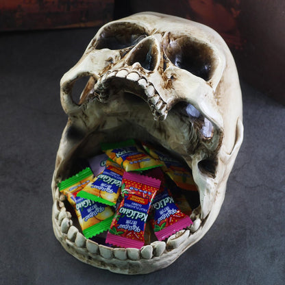 GuoShuang Gothic Skull Candy Bowl Decorative Key Holder – Witchy Home Decor Retro Skull Sculpture for Halloween Party, Entryway Key Bowl, Gothic Desk Accessories & Unique Home Decor