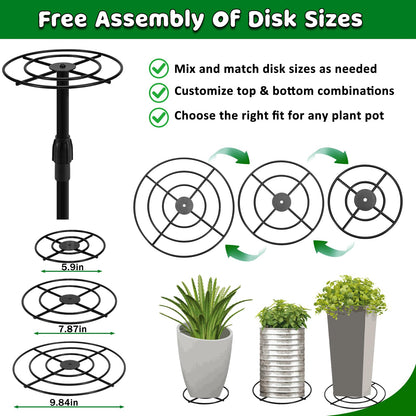 VICAMB 2 Pack Adjustable 6-10.5in Plant Risers for Inside Pots,Metal Planter Lift Inserts Fillers Risers for Tall Square Round Taper Large Pots(5.9" 7.87" 9.84" Base or Top)