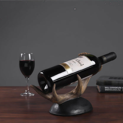 Zipenghua Antler Wine Bottle Rack, Rustic Resin Countertop Single Wine Bottle Holder, Practical Home Tabletop Decor Craft for Living Room, Dining Room, Cellar, and Bar