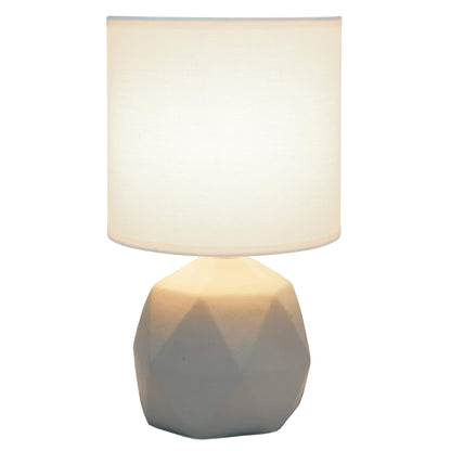 Simple Designs LT2060-WHT Geometric Concrete Table Lamp, White