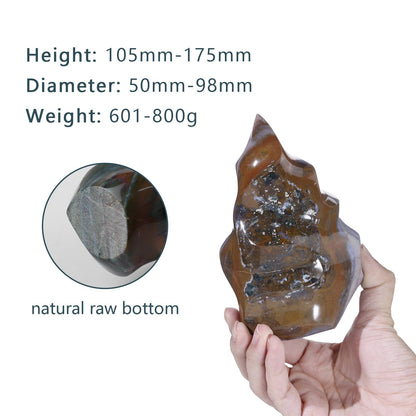 TUMBEELLUWA Ocean Jasper Crystal Obelisk Tower for Shelf Desk Decor, Flame Shaped Crystals and Healing Stones for Positive Energy 1.32-1.76 LBS