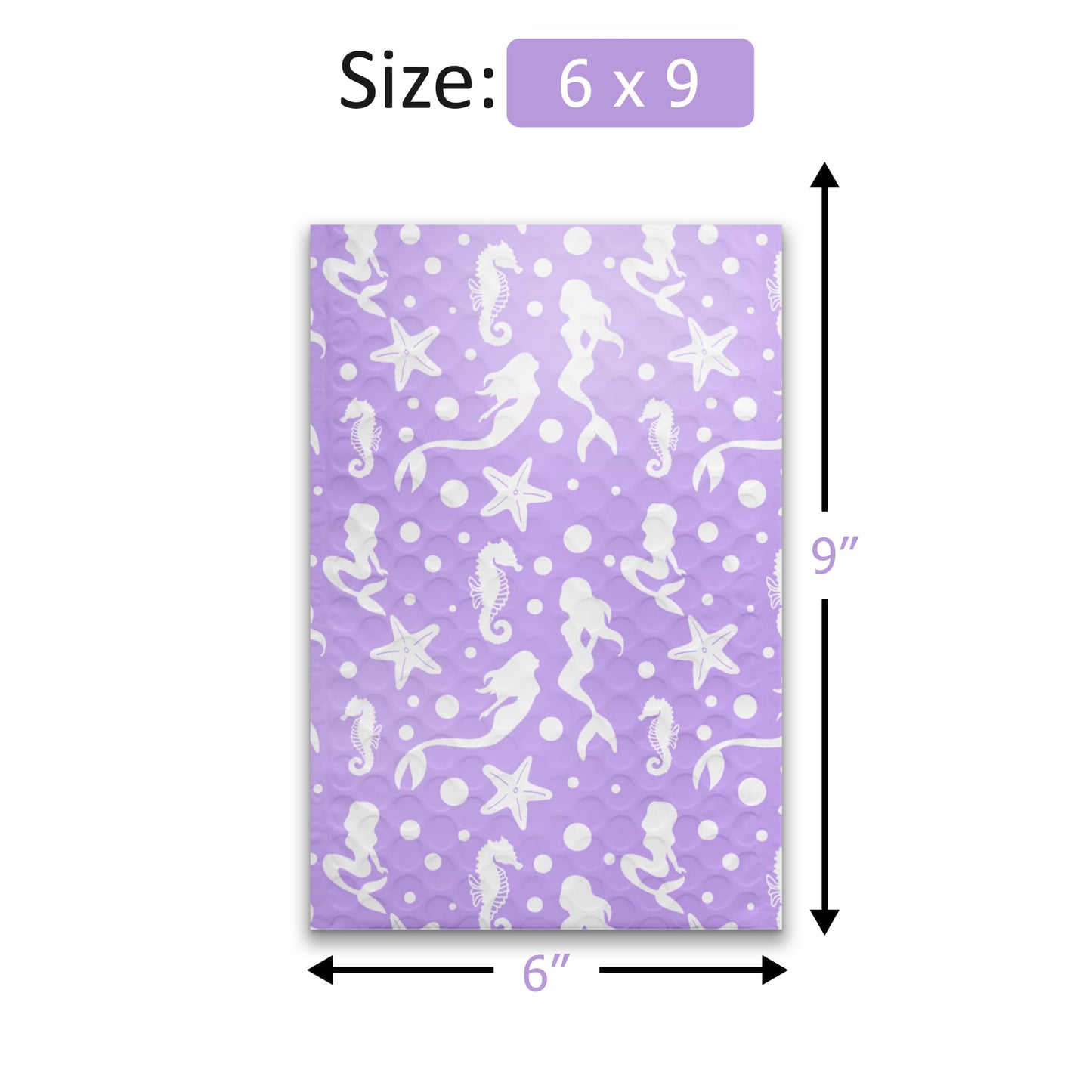 Pro Supply Global Purple Mermaids Self-Seal Bubble Mailers Padded - 6"x9" (20 Pieces) - A Colorful Shipping Envelopes Bags for Small Items Packaging, Mailing, Gifts, Documents, Crafts and Accessories.