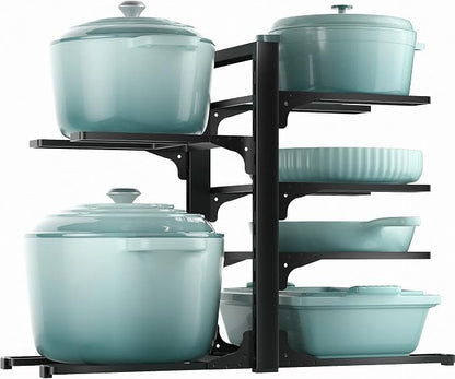 ORDORA Pots and Pans Organizer under Cabinet 13.78" Height, 6-Tier Kitchen Cabinet Organizers and Storage, Heavy Duty Pots and Pan Storage Rack Organizer inside Cabinet, Adjustable Pot Rack