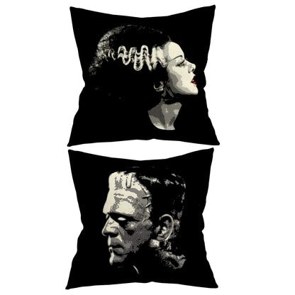 Giosve 18x18 in Set of 2 Decorative Pillowcase Halloween Gothic Couple Horror Throw Pillow Cover Gifts for Gothic Room Couch Sofa Decor, Gifts for Couples, Valentine Day (Black2)