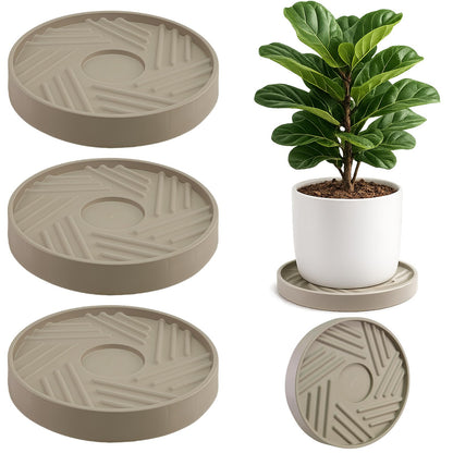 Tulpeed Plant Caddy with Hidden Wheels 3 Pack 10 Inch Rolling Plant Stand with Wheels Heavy Duty Plant Dolly Roller Base with Wheels Round Flower Pot Rack Holder Planter Trolley Tray, Mocha