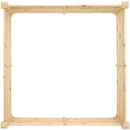 Sunnydaze Square Wood Raised Garden Bed - Outdoor Elevated Planter Box for Flower, Vegetable, and Herb Gardening - 4’ x 4’