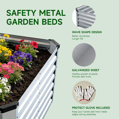 ONAIL Small Raised Garden Bed Kit, 8x4x1ft Galvanized Steel Metal Planter Box for Vegetables, Outdoor Sturdy Deep Root Gardening Frame with Easy Assembly, No Bottom, No Rot