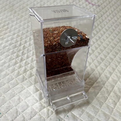 Clear Acrylic Bird Feeder, No Mess Automatic Cage Dispenser for Small Medium Birds, Gravity Food Container Seed Bowl for Parakeet Cockatiel Canary Lovebird Parrot Finches