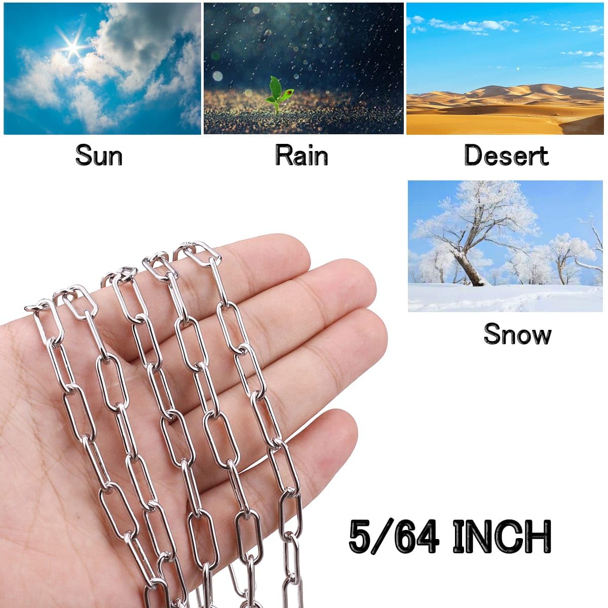 Stainless Steel Chain, Lsqurel 13ft Metal Chain Link Chain Small 1/8in Light Duty Chain Utility Chain Jack Chain for Home Outdoor Camping Hanging etc (1/8in-13ft)