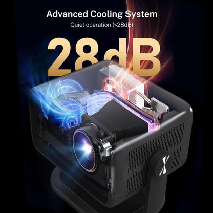 Smart Projector with WiFi 6 and Bluetooth 5.4, 800 ANSI Native 1080P Portable Mini Projector with Auto Focus & Keystone, 360° Rotatable for Bedroom Home Theater Outdoor Movie X6 Black