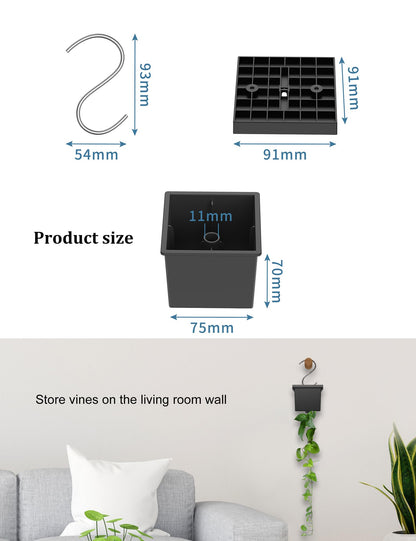 TYAMTOGSM Wall Hanging Planters for Living Vines or Artificial Vines, Wall Mounted Plant Holder Fits for Ceiling wall Mount or Wall Hook Mount Wall Planters for Indoor Plants (Black)