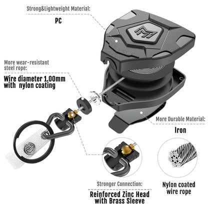 MNGARISTA Heavy Duty Retractable Keychain with Belt Clip, ID Badge Reel Key Chain, Badge Holder with 31.5' Steel Cord and Key Ring, 9.0oz, 2-Pack