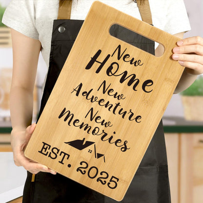 MY-ALVVAYS House Warming Gifts New Home, Perfect House Warming Gifts, New Home Gift Idea for Women Men Homeowner, New Apartment Essentials, New Home New Adventure New Memories 2025 Cutting Board