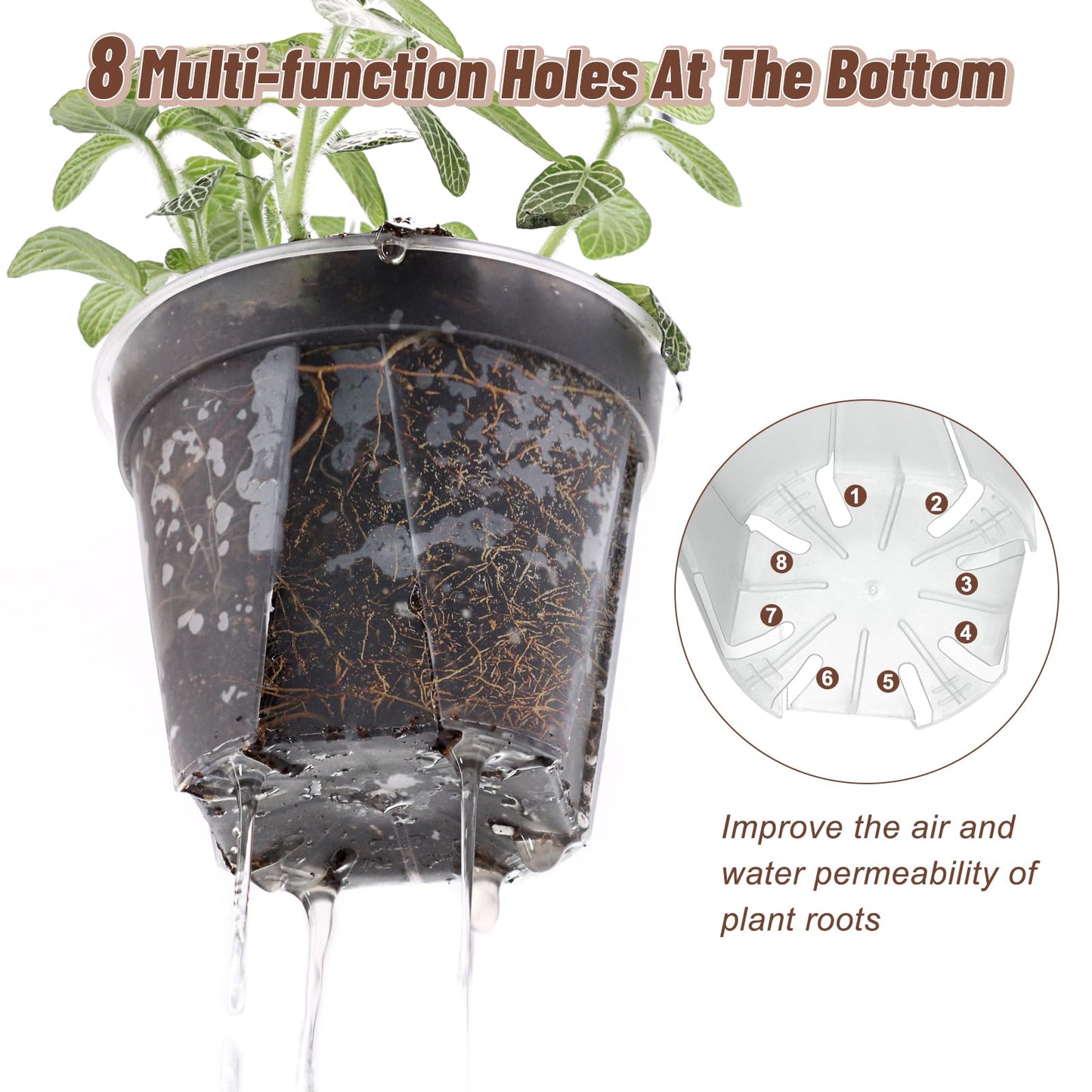 VIOBEPASS Clear Nursery Pots with Drainage, 40 Pack Transparent Plastic Orchid Planters, 3 Sizes Plant Pots 6/5/4 Inch with 40 Plant Labels for Seedlings, Succulents, Indoor/Outdoor Repotting