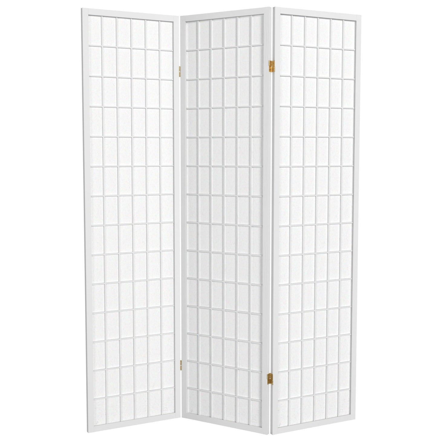 Red Lantern 6 ft. Tall Window Pane Shoji Screen - White - 3 Panels