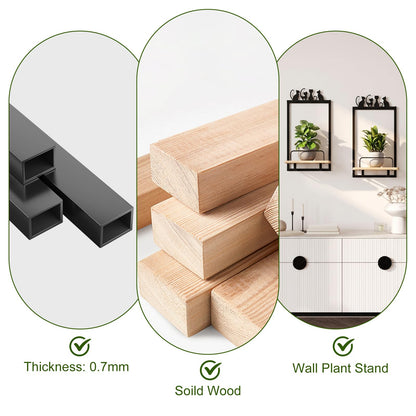 Shineled Wall Planter for Indoor Plants 2 Pack, Wall Mounted Plant Holder for Small Plants, Floating Wall Shelf for Plants, Real Oak Wood, Magnetic Animal Decor, Home Wall Decor (Cat)