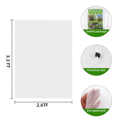 PDGROW Garden Mesh Netting for Plants, 4 Pack Insect Bird Barrier Net Mesh with Drawstring, 3.3x2.6 FT Garden Bug Netting Plant Cover for Protect Fruit Tree Vegetable Flower