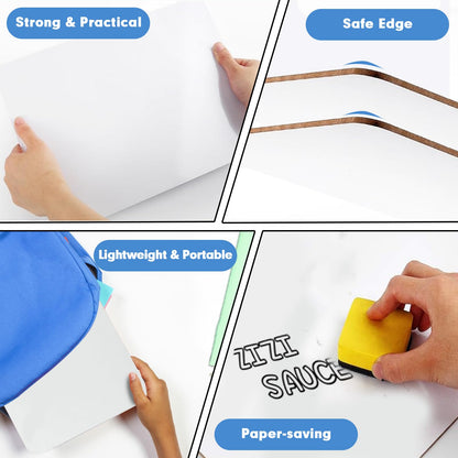 Dry Erase Lapboards, HERKKA 15 Pack Double Sided Small Dry Erase Whiteboards 9 x 12.5 Inch with 15 Erasers, Small Dry Erase Boards for Classroom Teacher Supplies, Personal White Boards for Students