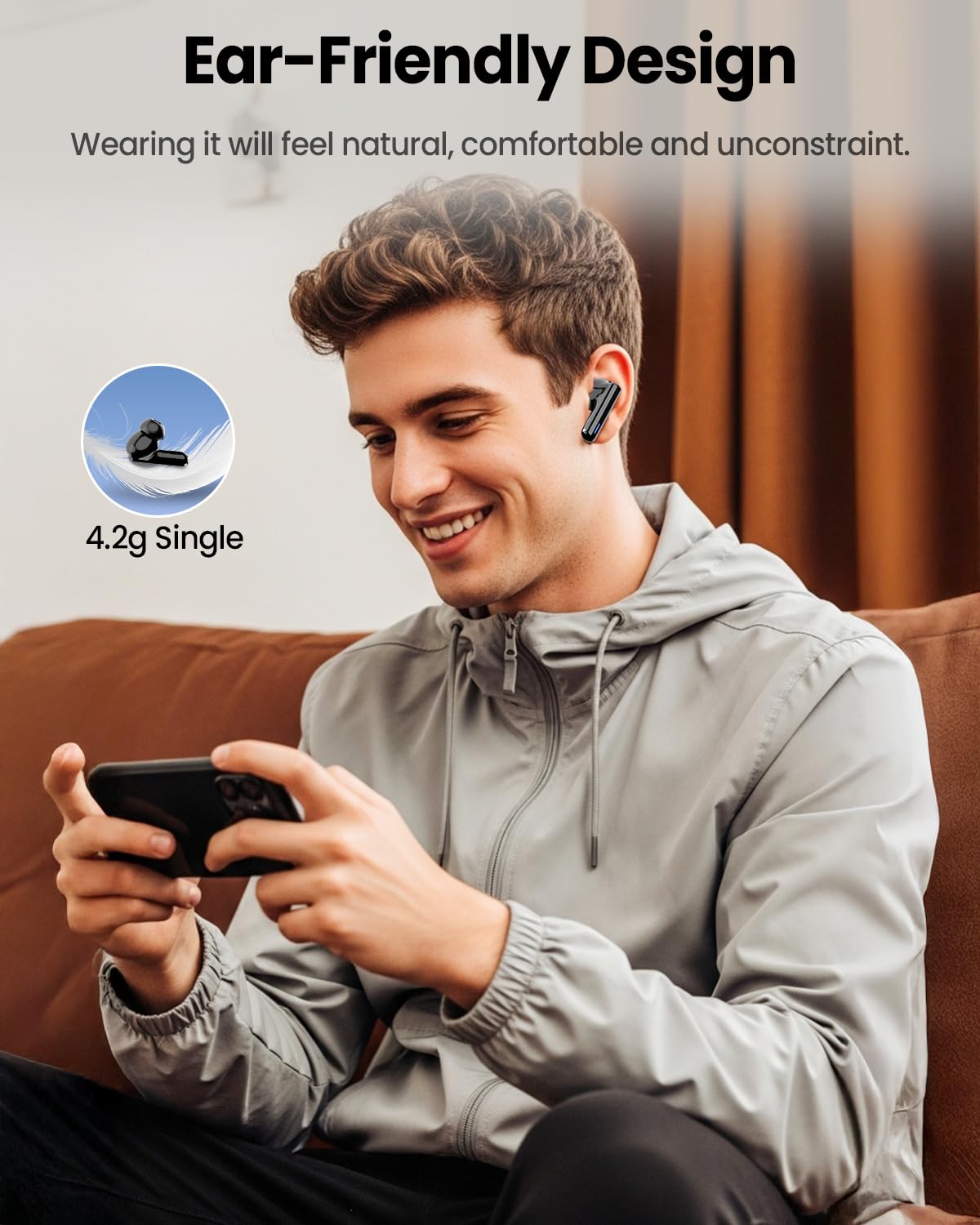 ZIUTY Wireless Earbuds Bluetooth Headphones, ANC/ENC Noise Cancelling, Ear Buds with Multifuntional Touch Screen, 40H Stereo Sound for Sports, IPX7 Clear Calls, 5 EQ for iOS Android(Black)