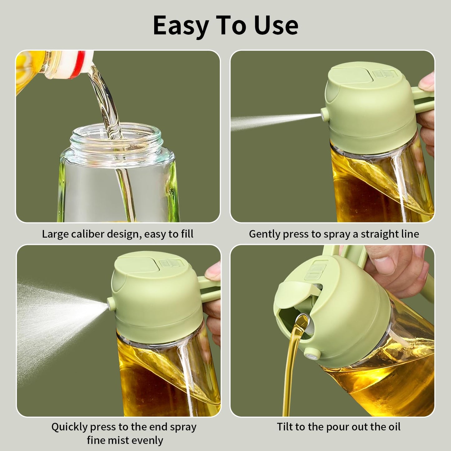 Oil Sprayer for Cooking, 2 In 1 Oil Dispenser and Oil Sprayer (Black+Dark Brown)