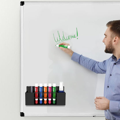 HBlife Acrylic Magnetic Dry Erase Marker Holder for Whiteboard, Wall Mount 10 Slots Magnet Pen Pencil Holder for Fridge Refrigerator, Locker Organizer Accessories for School Classroom Office, Black