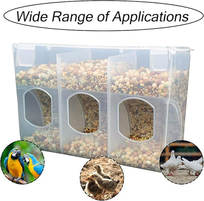 Automatic Pigeon Bird Feeder Water, Plastic Feeder Water Dispenser Drinkers for Cage, No Mess Hanging Parrot Food Feeding, Cage Accessories for Parakeet Quail Bird Chicken (3 Hole-Hook)