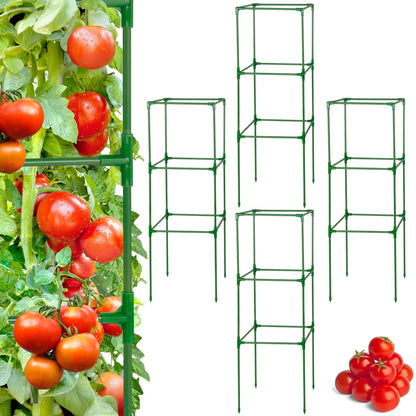 45x14.5x14.5in Square Tomato Cage for Garden - 4 Pack Adjustable Rust-Resistant Tomato Metal Trellis for Pots/Raised Beds/Outdoor, Fits Heavy Plants as Cucumber/Pepper/Eggplant/Pea, Easy to Assemble