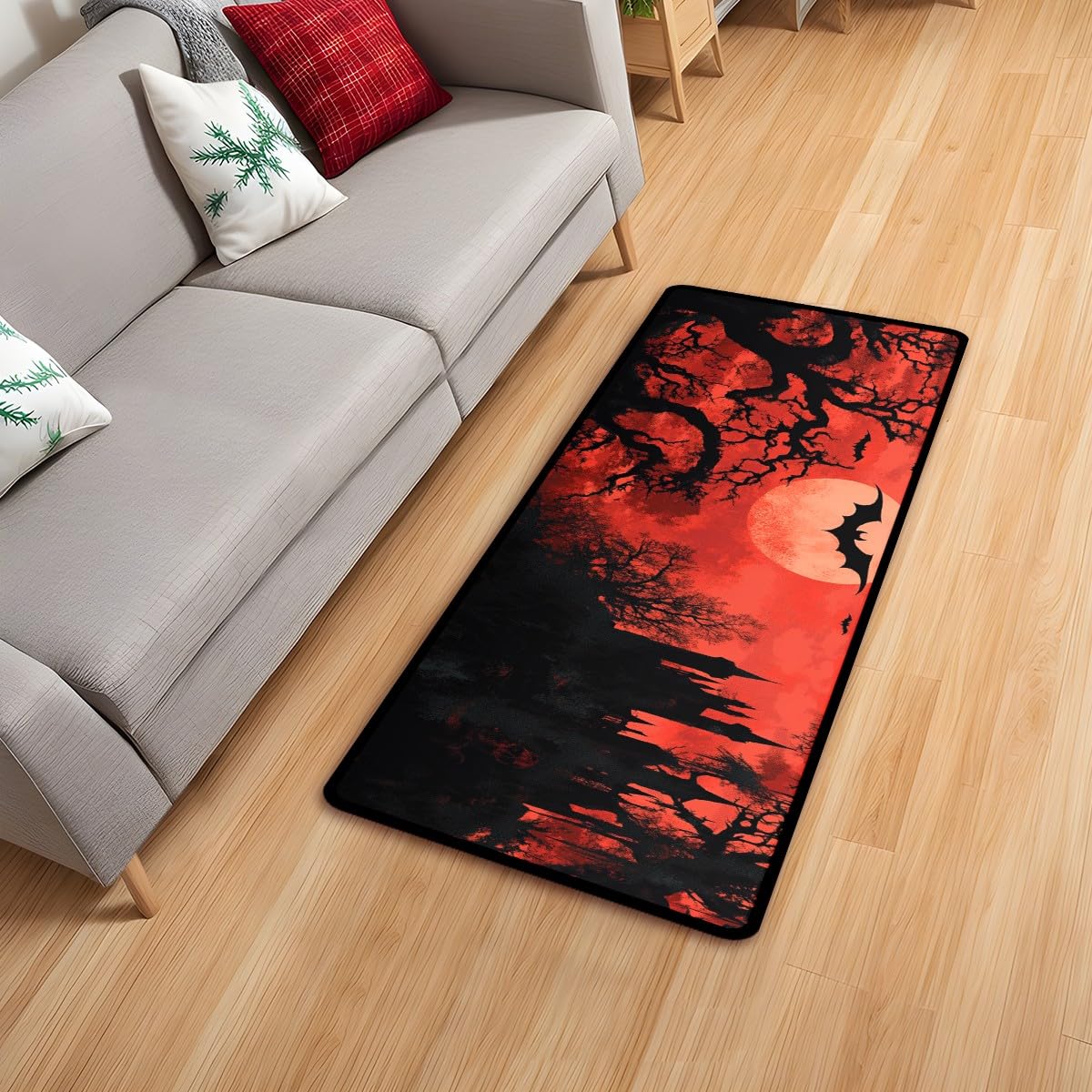 Ruiseye Halloween Bat Kitchen Floor Mat,Laundry Room Runner Rugs 51''x17'',Non-Slip,Floor Mat Runner for Laundry Room, Kitchen,Bathroom,and Mudroom