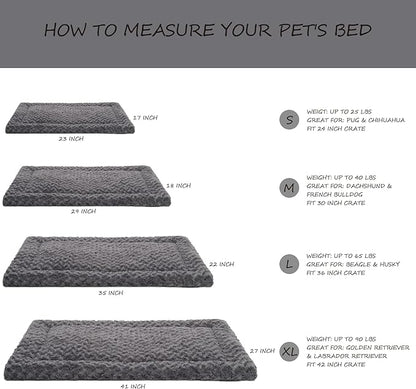 Washable Dog Bed Mat Crate Pad Soft Fluffy Pet Kennel Beds Dog Sleeping Mattress for Large Jumbo Medium Small Dogs, 30 x 19 Inch, Gray