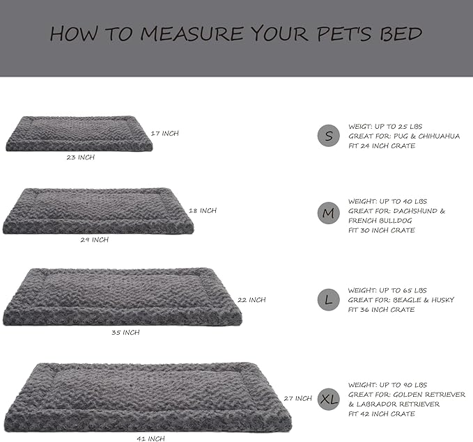 Washable Dog Bed Mat Crate Pad Soft Fluffy Pet Kennel Beds Dog Sleeping Mattress for Large Jumbo Medium Small Dogs, 24 x 18 Inch, Gray