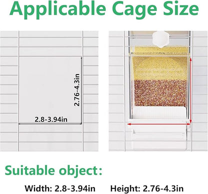 Hamiledyi 2Pcs Automatic Birds Feeder No Mess Bird Cage Feeder Transparent Acrylic Parrot Seed Food Container with Perch Bird Cage Accessories for Parakeet Finch Lovebirds Budgies Canary (White)