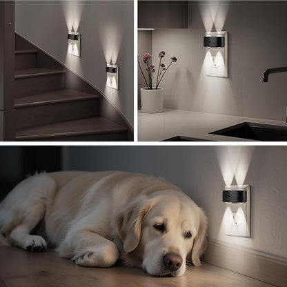 4-Pack LED Night Lights Plug into Wall, 5000K Daylight 100LM, Auto On/Off Light Sensor, Rotating Ambient Lighting for Bedroom, Hallway, Bathroom, Nursery, Kitchen Non Dimmable