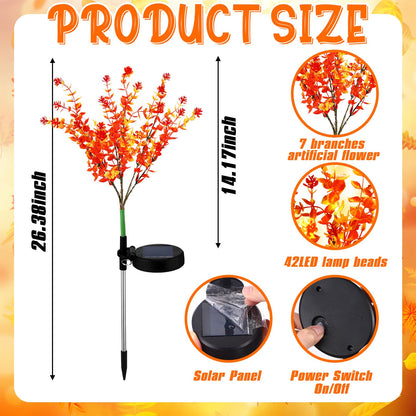Glooglitter 2 Pack Solar Stake Lights Outdoor Decor Waterproof Mums Artificial Flowers Solar Lights for Outdoor Garden Yard Pathway Decor (Orange,Camellia)