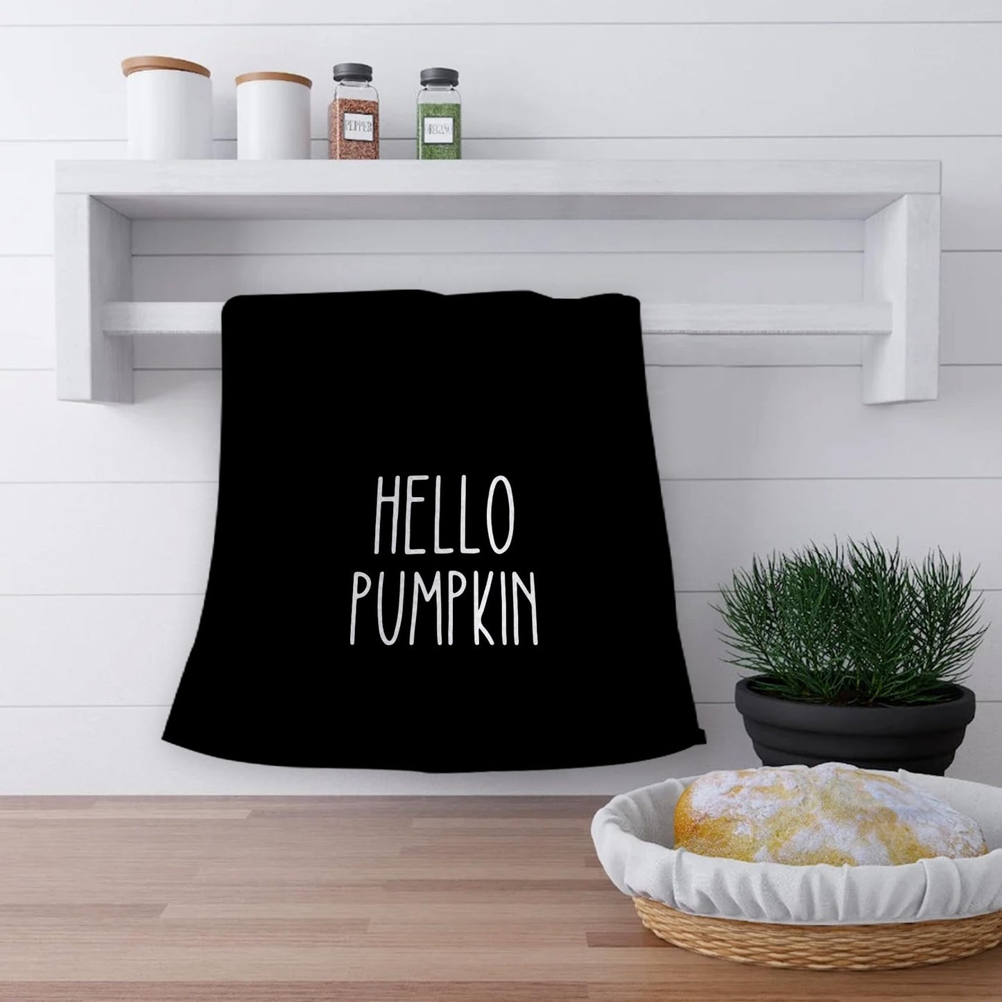 OHSUL Black Fall Kitchen Towels, Autumn Pumpkin Decor, Hand Dish Towels, Bathroom Decorations for Home, Housewarming Gifts, Set of 2