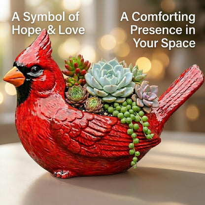 Cardinal Planter Red Resin, Cardinal Bird Succulent Planter with Drainage Hole, Animal Planters for Outdoor Indoor Plants, Cute Decorative Flower Pot for Garden Desk Decor, Bird Lover Gifts