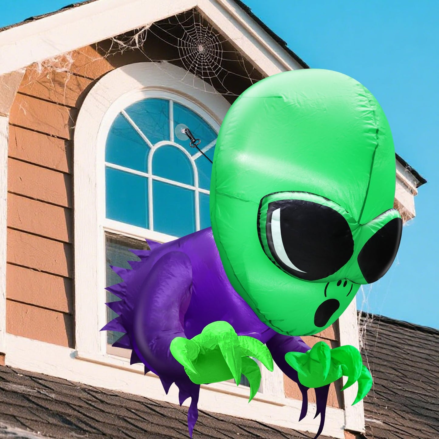 TURNMEON 4 Ft Halloween Inflatables Outdoor Decorations Alien Broke Out from Window with Built-in LED Blow Up Inflatable for Scary Halloween Decoration Party Home Indoor Outside Yard Garden Lawn Decor