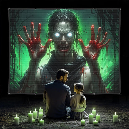 Holographic Rear Projection Screen Foldable: Indoor Projection Screens 50" x 89" Projectors Halloween Video Movie Night for Hang wall Mounting