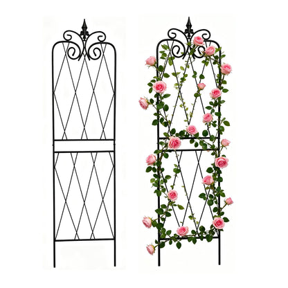 SCENDOR Garden Trellis for Climbing Plants 59inch x15inch Rustproof Metal Vine Trellises for Outdoor Climbing Plants Support Structures A (150cm) 2Pack